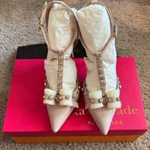Kate Spade Blush Bow Studded Heels
